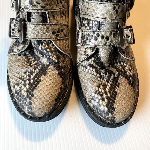 Steve Madden studded buckle zipper combat ankle boots PURSUE snakeskin leather 7 - Picture 5 of 10
